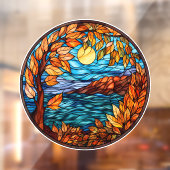 Mooie Glas in lood Herfst Scène Raamsticker (Vel 2)