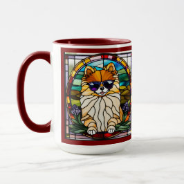 Mooie glas-in-lood koffiemok met Pomeranian Mok