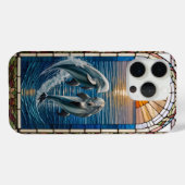 Mooie glas-in-loodkunst met springende dolfijnen Case-Mate iPhone case (Achterkant (horizontaal))