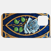 Mooie glas-in-loodraam met blauwe roos Case-Mate iPhone case (Achterkant (horizontaal))