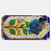 Mooie glas-in-loodraam met blauwe roos Case-Mate iPhone case (Achterkant (horizontaal))