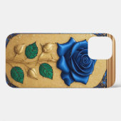 Mooie glas-in-loodraam met blauwe roos Case-Mate iPhone case (Achterkant (horizontaal))