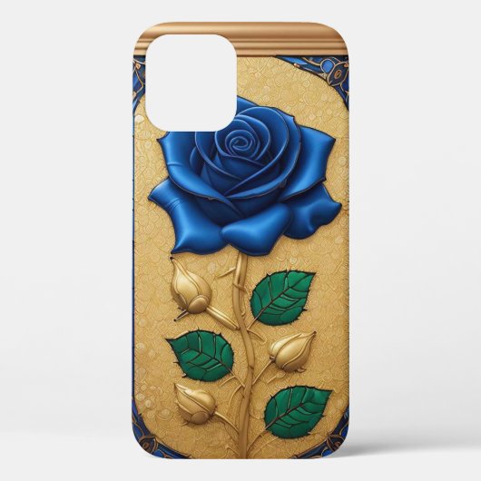 Mooie glas-in-loodraam met blauwe roos Case-Mate iPhone case (Achterkant)