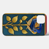 Mooie glas-in-loodraam met blauwe roos Case-Mate iPhone case (Achterkant (horizontaal))