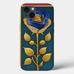 Mooie glas-in-loodraam met blauwe roos Case-Mate iPhone case