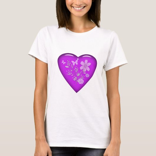 Mooie glazen bloemhart t-shirt (Voorkant)