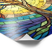 Mooie Glazen in lood boom Foto Afdruk (Hoek)