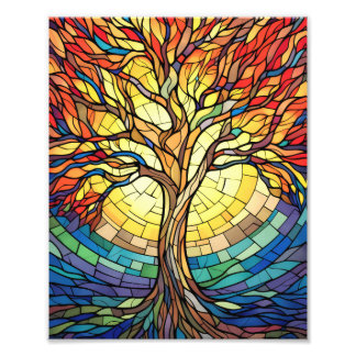 Mooie Glazen in lood boom Foto Afdruk