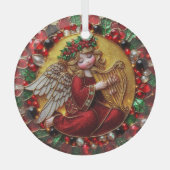 Mooie Glazen in lood kerstengel Glas Ornament (Voorkant)