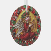 Mooie Glazen in lood kerstengel Glas Ornament (Voorkant Rechts)