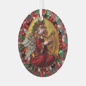 Mooie Glazen in lood kerstengel Glas Ornament (Voorkant links)