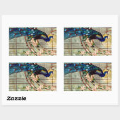 Mooie Glazen in lood pauw Rechthoekige Sticker (Vel)