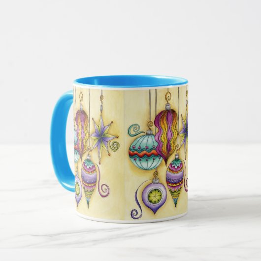 Mooie glazen kleurrijke kerstversieringen mok (Voorkant links)