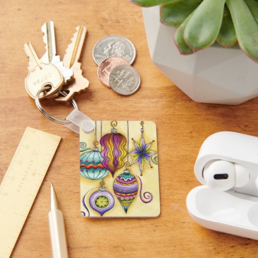 Mooie glazen kleurrijke kerstversieringen sleutelhanger (Bureau)