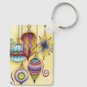 Mooie glazen kleurrijke kerstversieringen sleutelhanger (Achterkant)