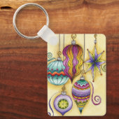 Mooie glazen kleurrijke kerstversieringen sleutelhanger (Voorkant)