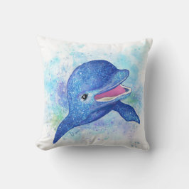 Mooie glinsterende blauwe dolfijn kussen