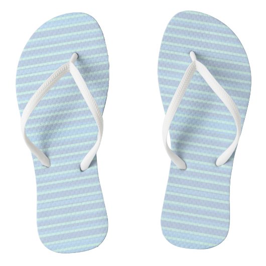 Mooie glinsterende blauwe gestreepte teenslippers (Voetbed)