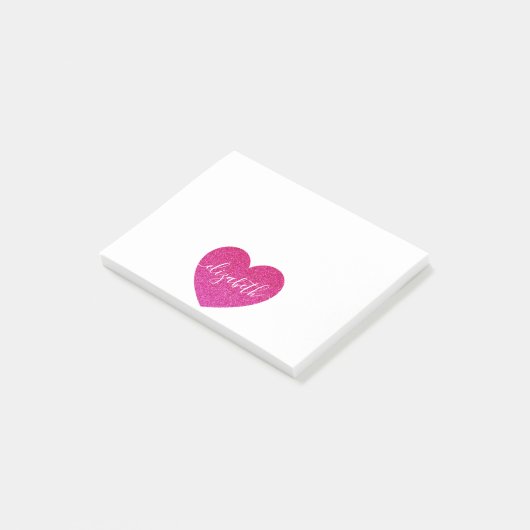 Mooie glinsterende roze hart gepersonaliseerde mei post-it® notes (Schuin)