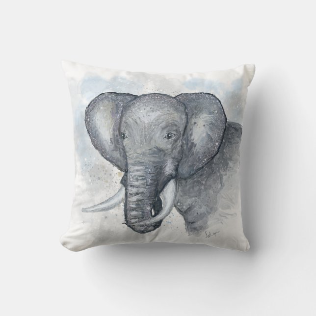 Mooie glinsterende zilveren olifant kussen (Voorkant)