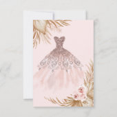 Mooie Glitter Jurk,Pampas, Roze Sweet 16 RSVP Kaart (Achterkant)