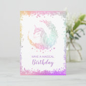 Mooie Glitter Magische Eenhoorn Verjaardag Kaart (Staand voorkant)