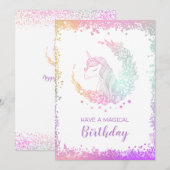 Mooie Glitter Magische Eenhoorn Verjaardag Kaart (Voorkant / Achterkant)