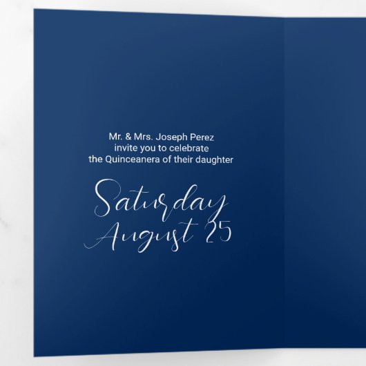 Mooie Glitter Quinceanera Drieluik Uitnodiging (Binnenzijde eerst)