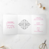 Mooie Glitter Quinceanera Drieluik Uitnodiging (Binnen)