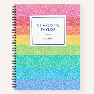 Mooie Glitter Regenboog Strepen Kleurrijke Naam Sc Notitieboek