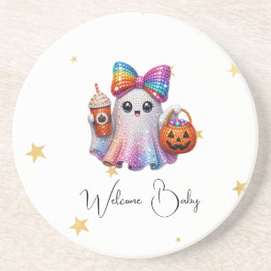 Mooie Glitteren Boog Geest Halloween Koffiemok Zandsteen Onderzetter