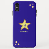 Mooie Glittering Golden Star op blauw Case-Mate iPhone Case (Achterkant)