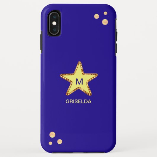 Mooie Glittering Golden Star op blauw Case-Mate iPhone Case (Achterkant)