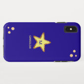 Mooie Glittering Golden Star op blauw Case-Mate iPhone Case (Achterkant (horizontaal))