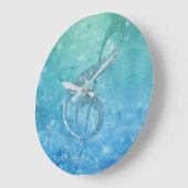 Mooie Glittery Blue Music Note Treble Clef Grote Klok (Hoek)