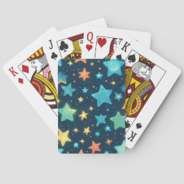 Mooie gloeiende sterren op blauw pokerkaarten
