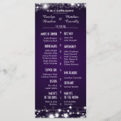 Mooie gloeiende sterren Paarse bruiloft programma Programmakaart (Voorkant)