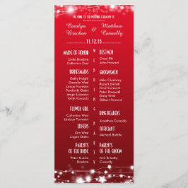 Mooie gloeiende sterren rode bruiloft programma programmakaart