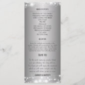 Mooie gloeiende sterren zilveren bruiloft programm programmakaart (Achterkant)