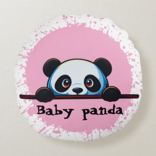 Mooie glurende baby panda roze spat rotonde kussen