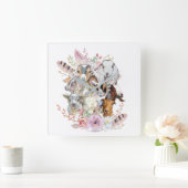 Mooie GOAT's | Waterverf Geiten krijgenYerGoat™ Vierkante Klok (Huis)