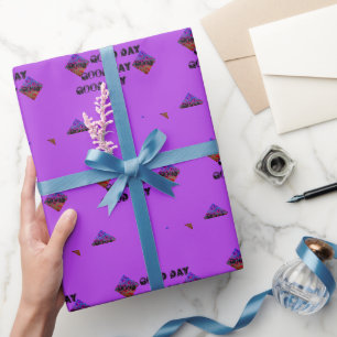 Mooie GOEDE DAG ZWARTE BLAUWE PAARSE MANDALA Cadeaupapier