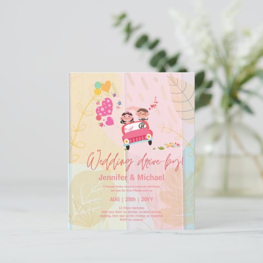 Mooie goedkope uitnodigingen voor een auto-optocht (Staand voorkant)