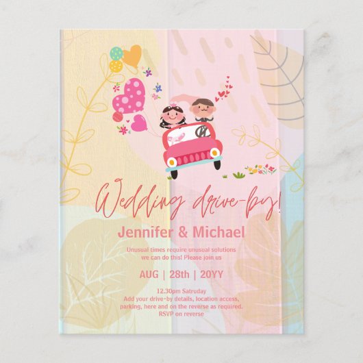 Mooie goedkope uitnodigingen voor een auto-optocht (Voorkant)