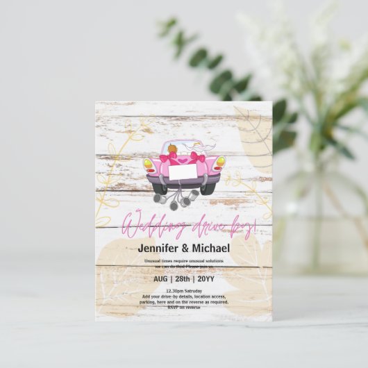 Mooie goedkope uitnodigingen voor een auto-optocht (Staand voorkant)