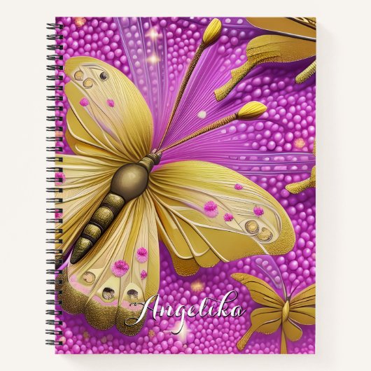 Mooie Gold Butterfly-Waterverf, speciaal gepersona Notitieboek (Voorkant)