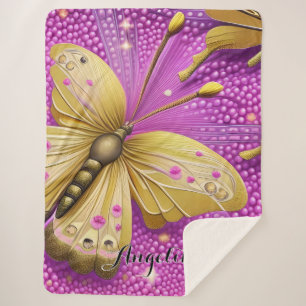 Mooie Gold Butterfly-Waterverf, speciaal gepersona Sherpa Deken