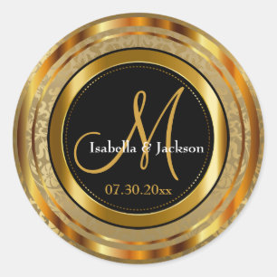 Mooie Gold Damask en Black Ronde Sticker