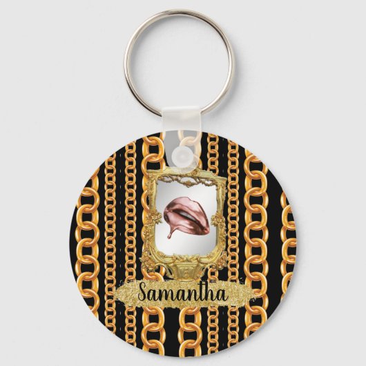Mooie Gold Elegant Chic Custom Sleutelhanger (Voorkant)