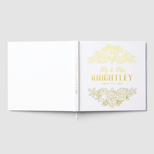 Mooie Gold Foil Rozen Floral Wedding Gastenboek (Volledig)